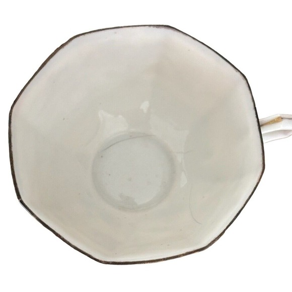 Kutani Egg Shell Porcelain Octagon Mountain Village Cup and Saucer Meiji Period - Picture 4 of 8